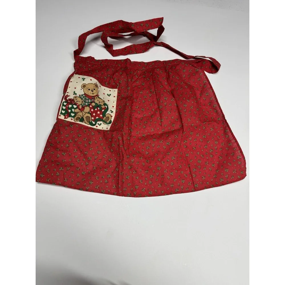Vintage Teddy Bear Gourmet Gallery Half Waist Apron Christmas Holiday